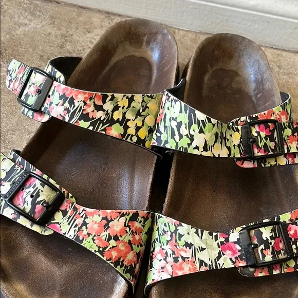 Papillio Pink and Green Floral Sandals with Adjustable Straps - Picture 5 of 6